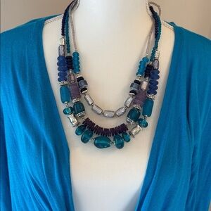 Chico's NWT Layered Blue and Purple Beaded Necklace